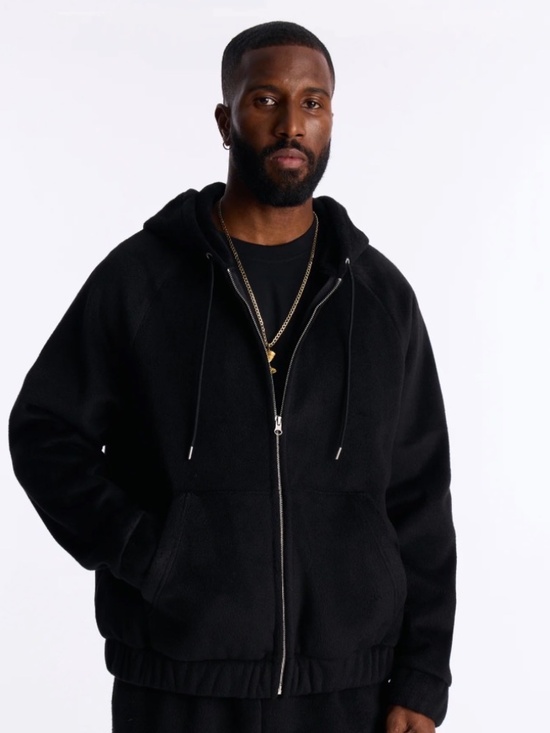 Fashion Nova Other - Fashion Nova Men Fuzzy Premium Zip Up Hoodie Black XXL NWT